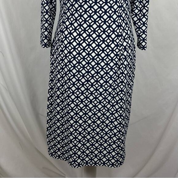 Lauren Ralph Lauren Navy Cream Ruched Party Date Dress NWOT Size 8 - Picture 7 of 13